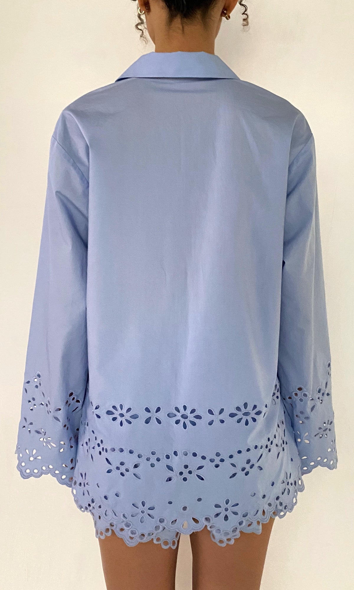 Hemant And Nandita | Viva Poplin Drop Shoulder Collared Tunic | Powder Blue