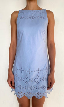 Hemant And Nandita | Viva Cotton Schiffli Low Armhole Mini Dress | Powder Blue