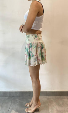 Hemant And Nandita | Zana Viscose Georgette Lurex Short Skirt | White Multi