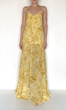 Hemant And Nandita | Zar Viscose Natural Crepe Maxi Dress | Yellow