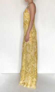 Hemant And Nandita | Zar Viscose Natural Crepe Maxi Dress | Yellow