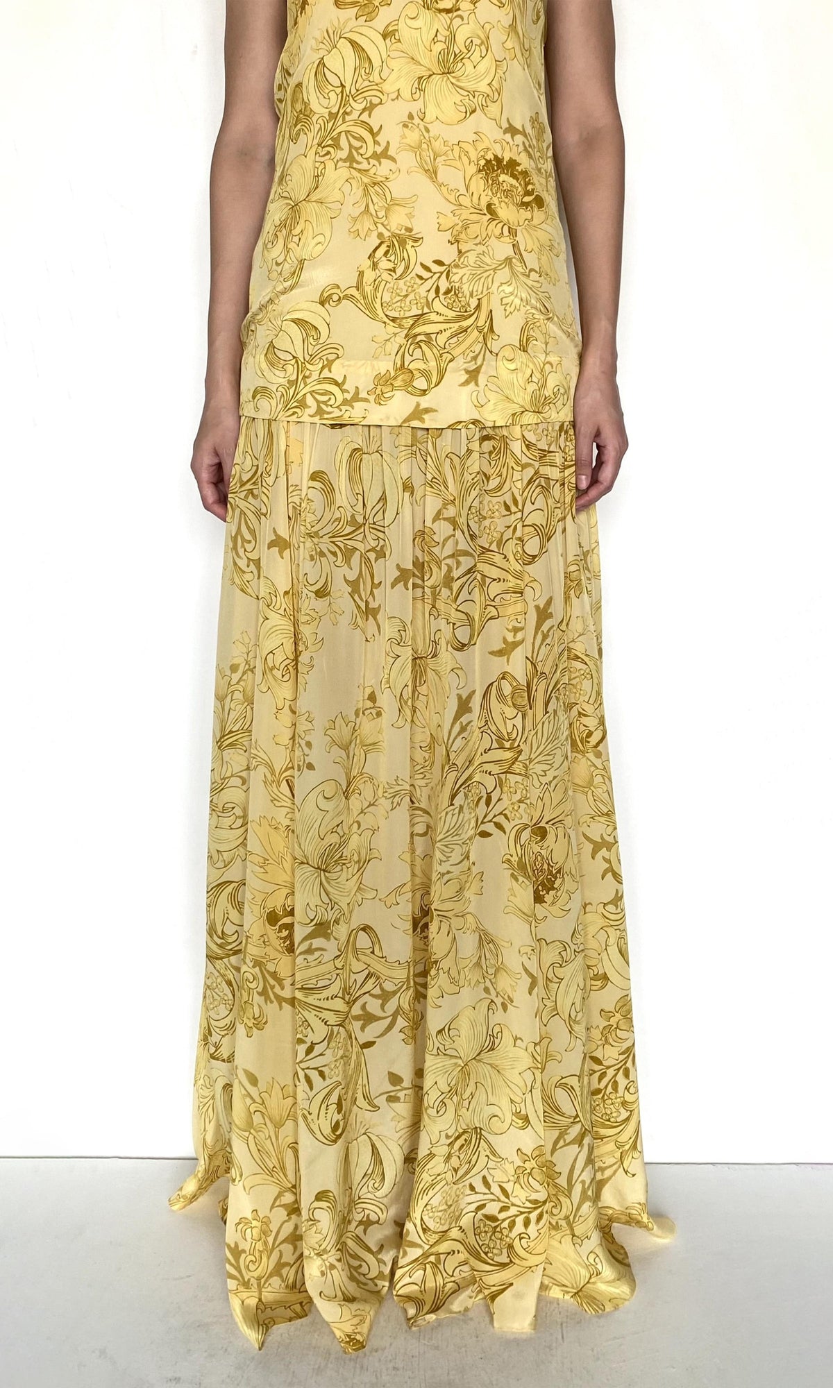 Hemant And Nandita | Zar Viscose Natural Crepe Maxi Dress | Yellow