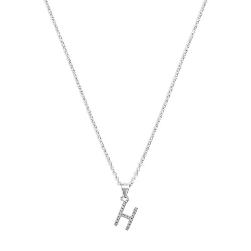 The Pave Single Block Initial Necklace | 18KT Gold Vermeil & Sterling Silver