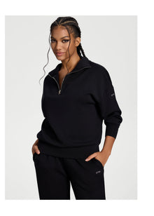 Half-Zip Long Sleeve Sweatshirt | Black