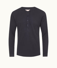 Harrison Cashmere Classic Fit Long-Sleeve Modal-Cashmere T-Shirt | Night Iris