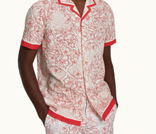 Hibbert Floral Nouveau Print Classic Fit Capri Collar Shirt | Summer Red/White Sand