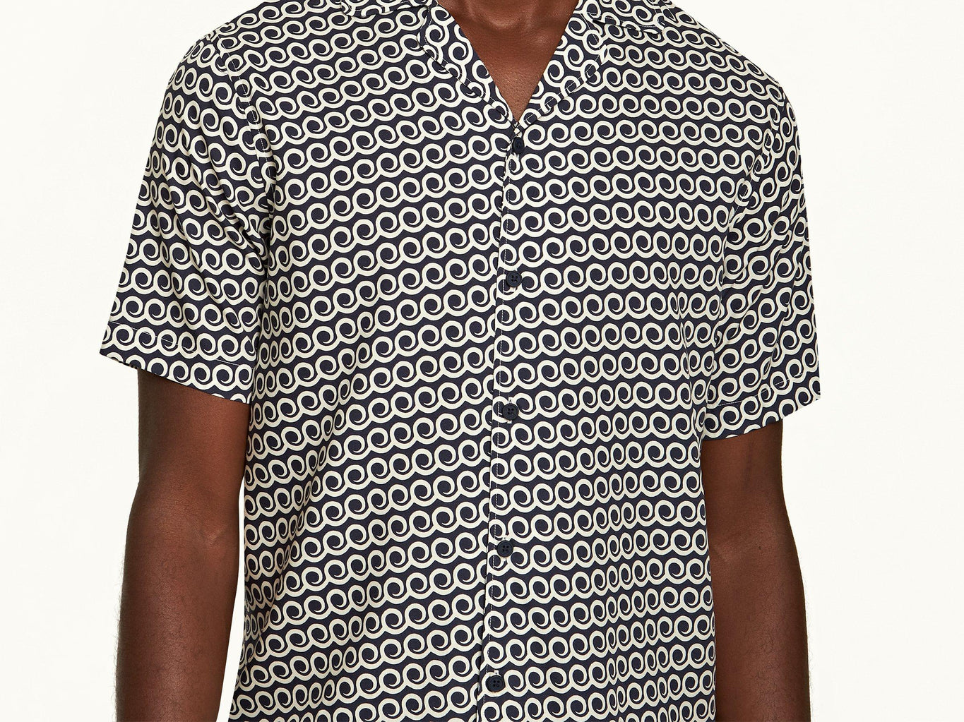 Hibbert Lacuna Capri Collar Shirt | Midnight Navy