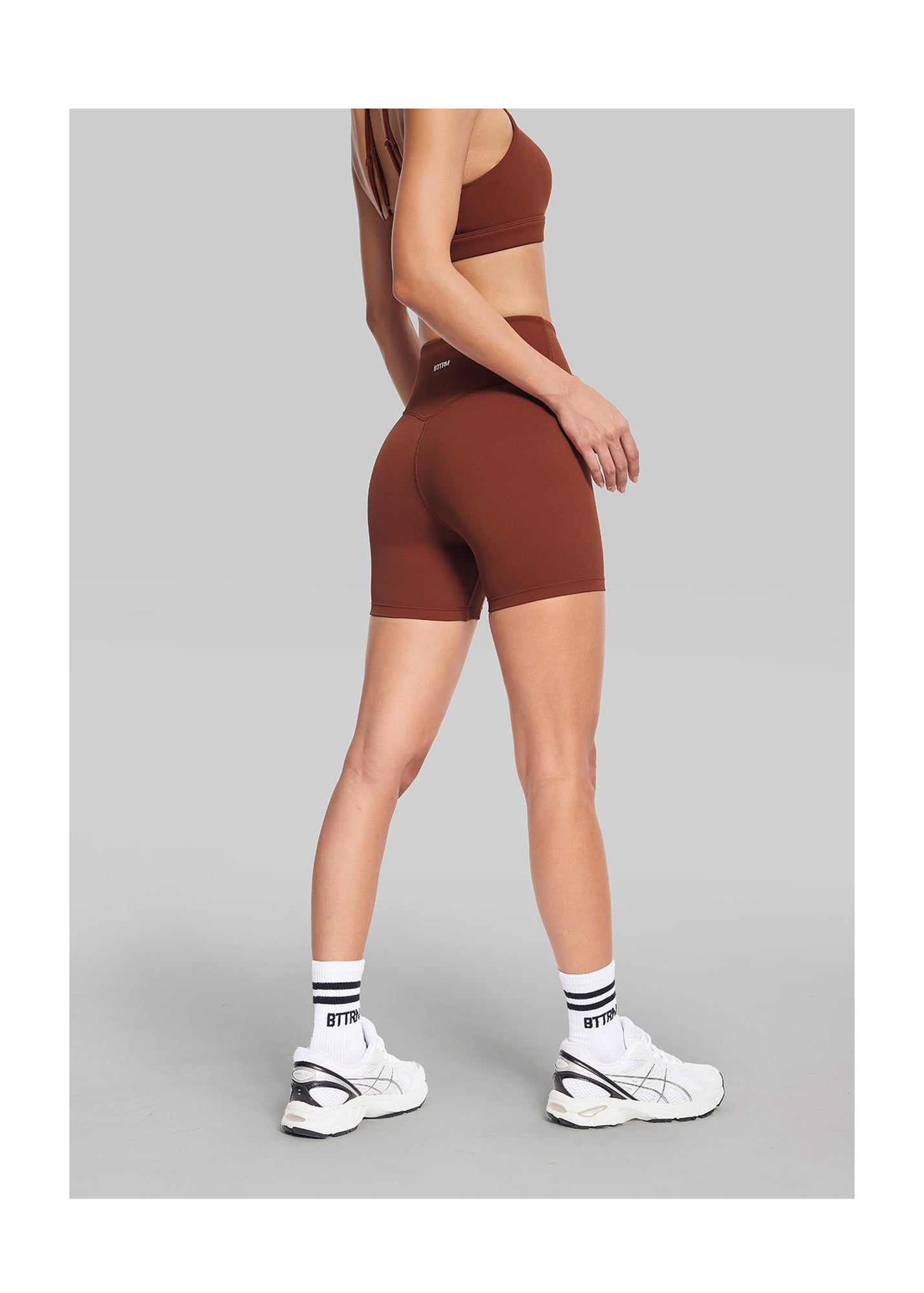 High-Waisted Impact Mesh Shorts | Rust Brown