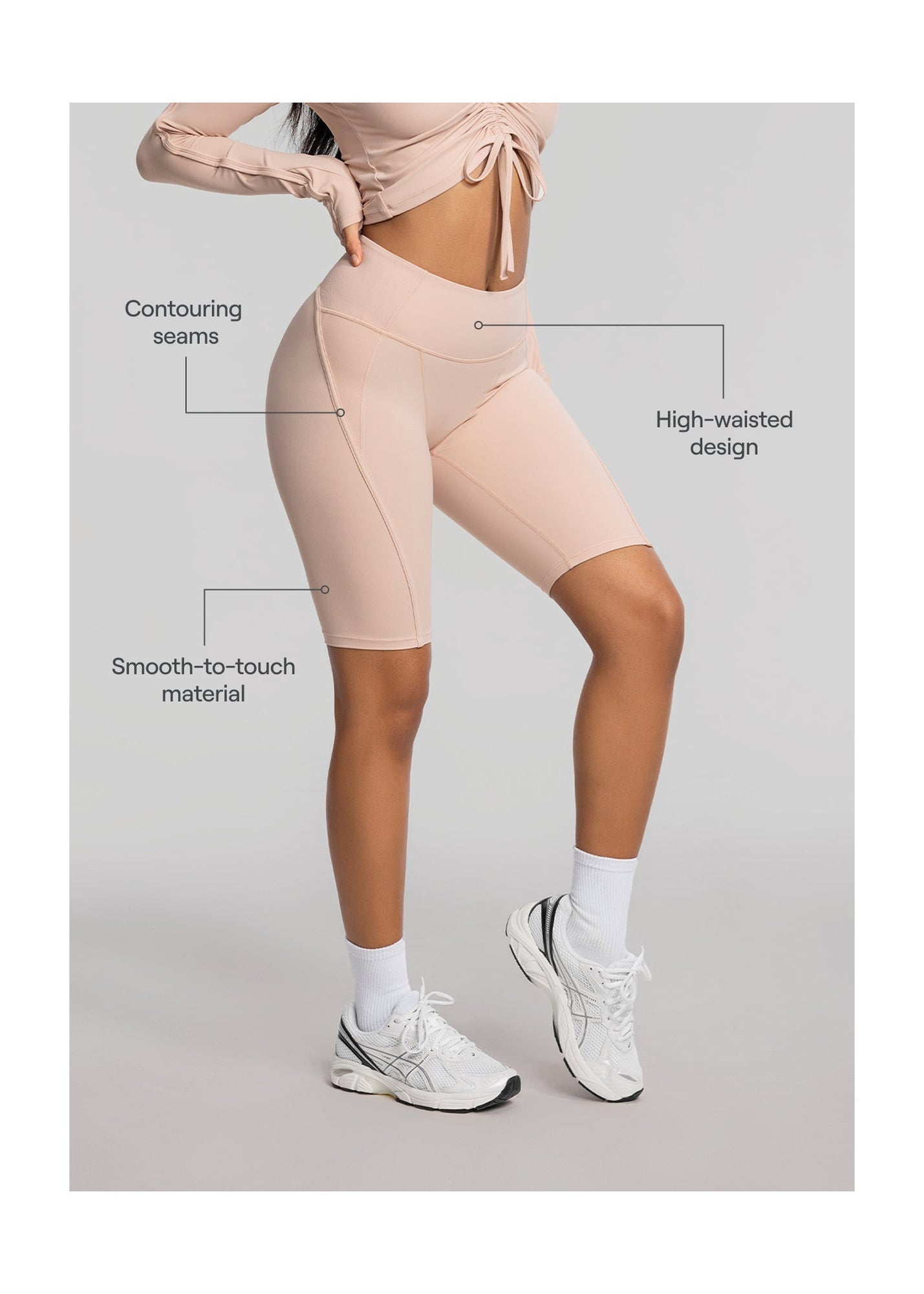 High-Waisted Performance Biker Shorts | Seashell
