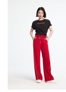 High-Waisted Wide-Leg Pants | Red