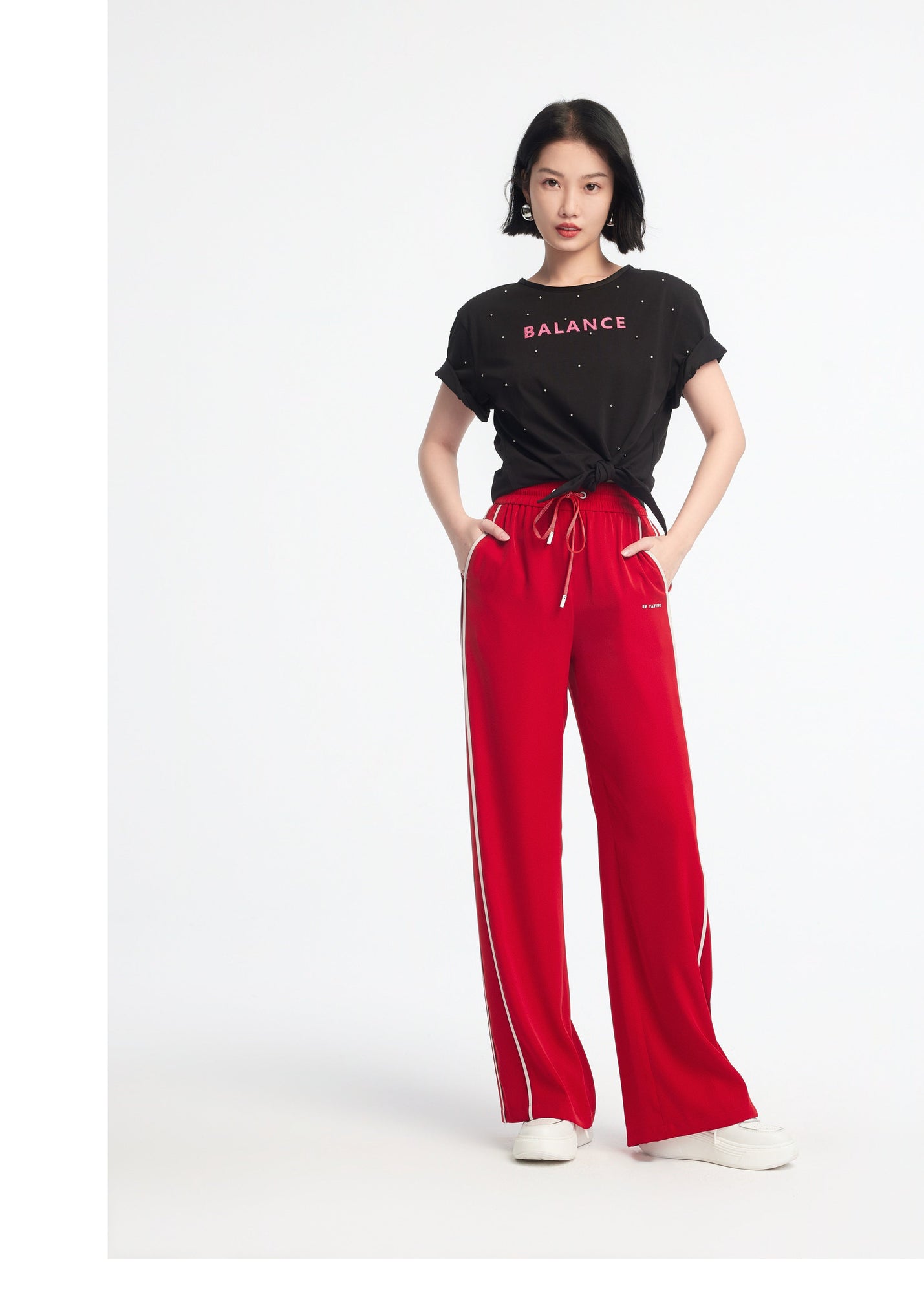 High-Waisted Wide-Leg Pants | Red