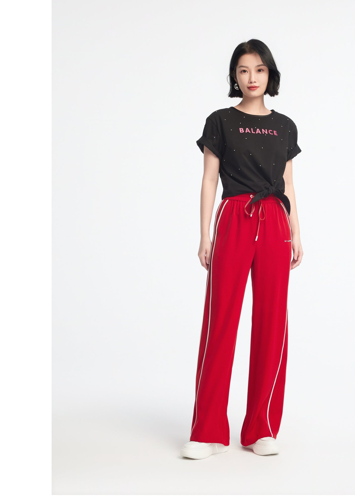 High-Waisted Wide-Leg Pants | Red