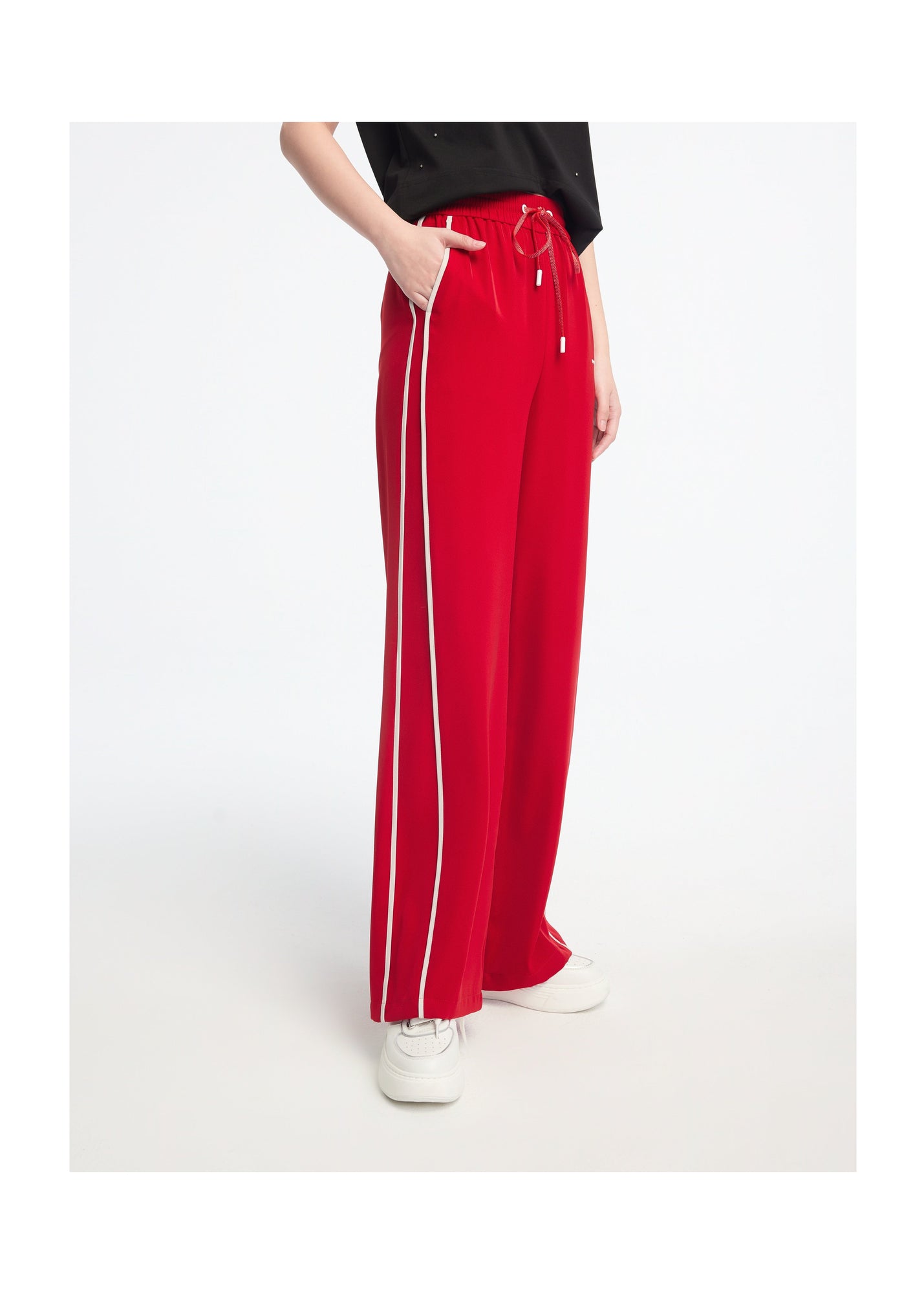 High-Waisted Wide-Leg Pants | Red