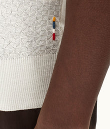 Horton Pique Tailored Fit Silk-Cotton Polo Shirt | White Sand