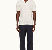 Horton Silk Tailored Fit Silk-Cotton Chevron Polo Shirt | Sea Mist