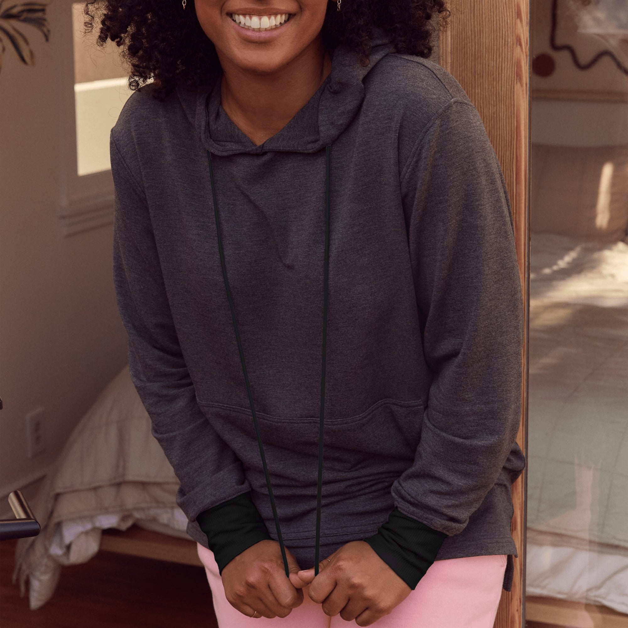 Modal French Terry House Hoodie | Gray/Black