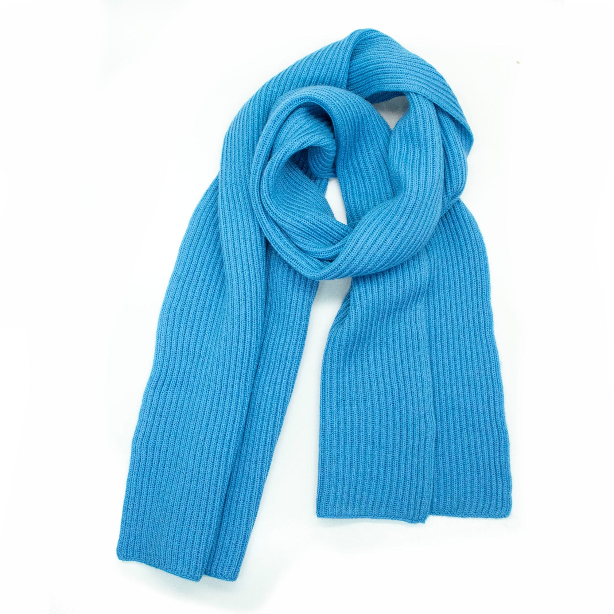 Merino Ribbed Scarf | Light Blue