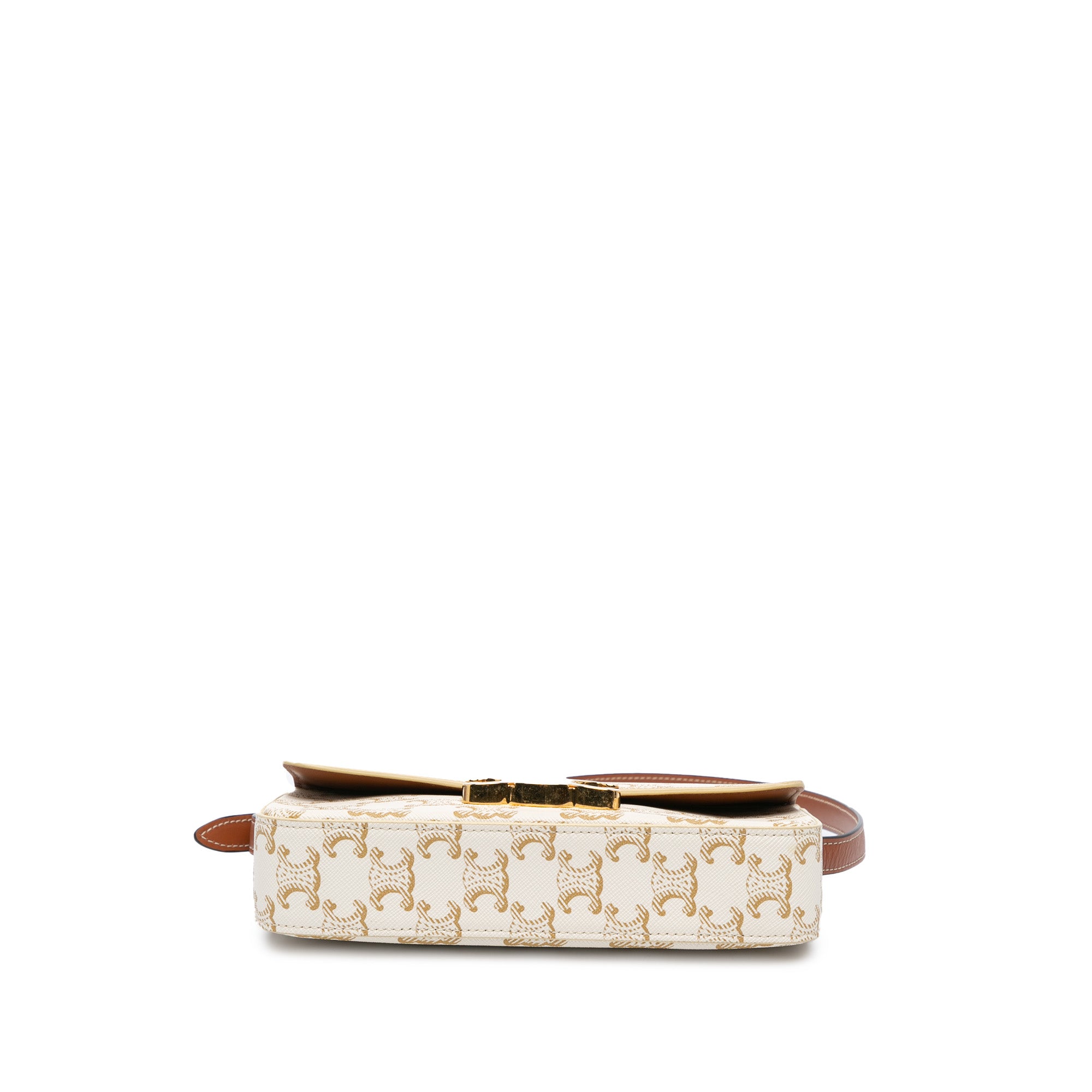 Celine | Pre-Owned Triomphe Coated Canvas Claude Shoulder Bag | White