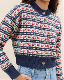 Color: Blue Jean Floral Intarsia