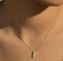 The Pave' Bubble Letter Pendant Necklace | 18KT Gold Vermeil & Sterling Silver