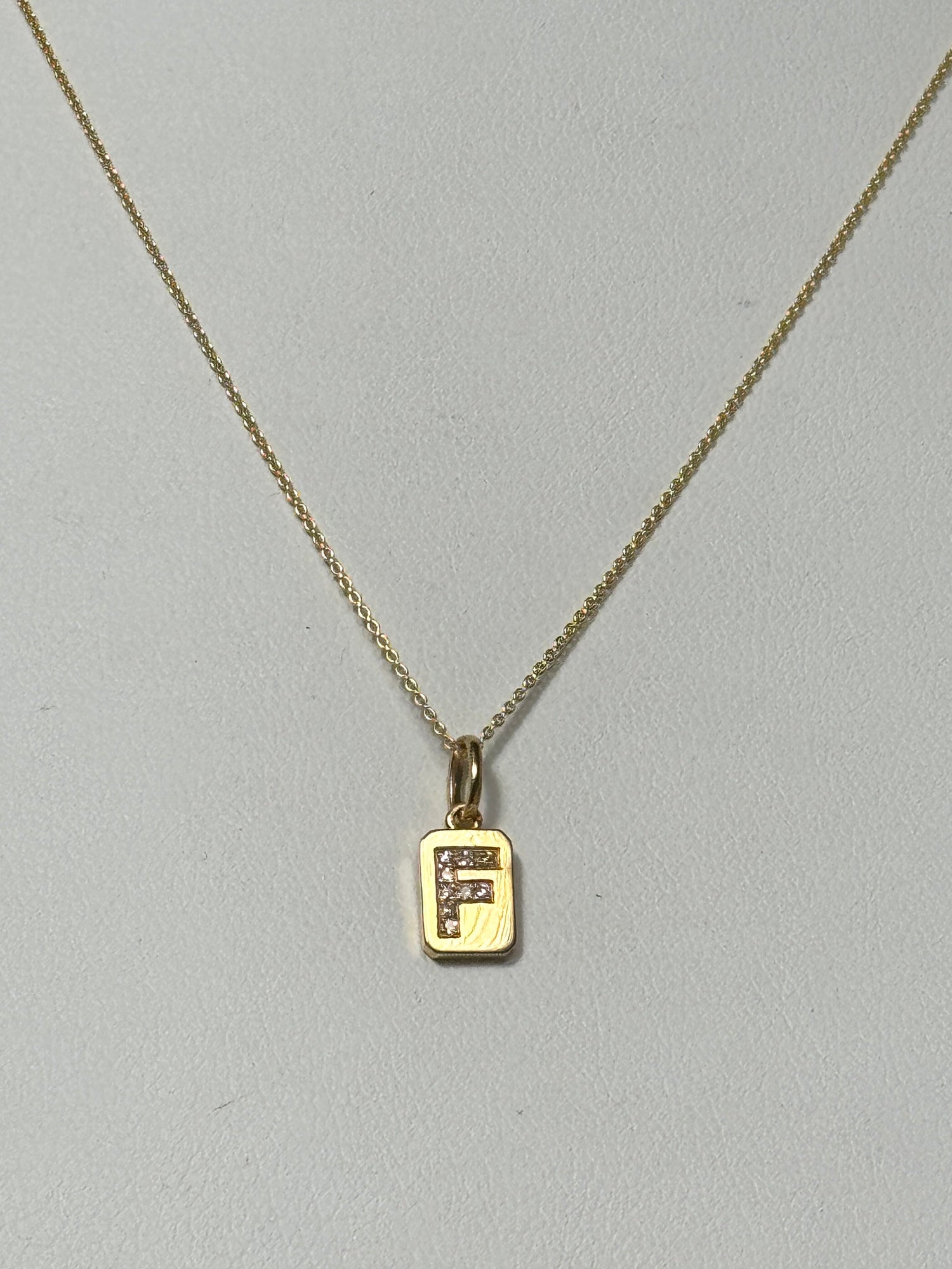 Spell It Out Diamond Initial Dog Tag Necklace | 14K Yellow Gold