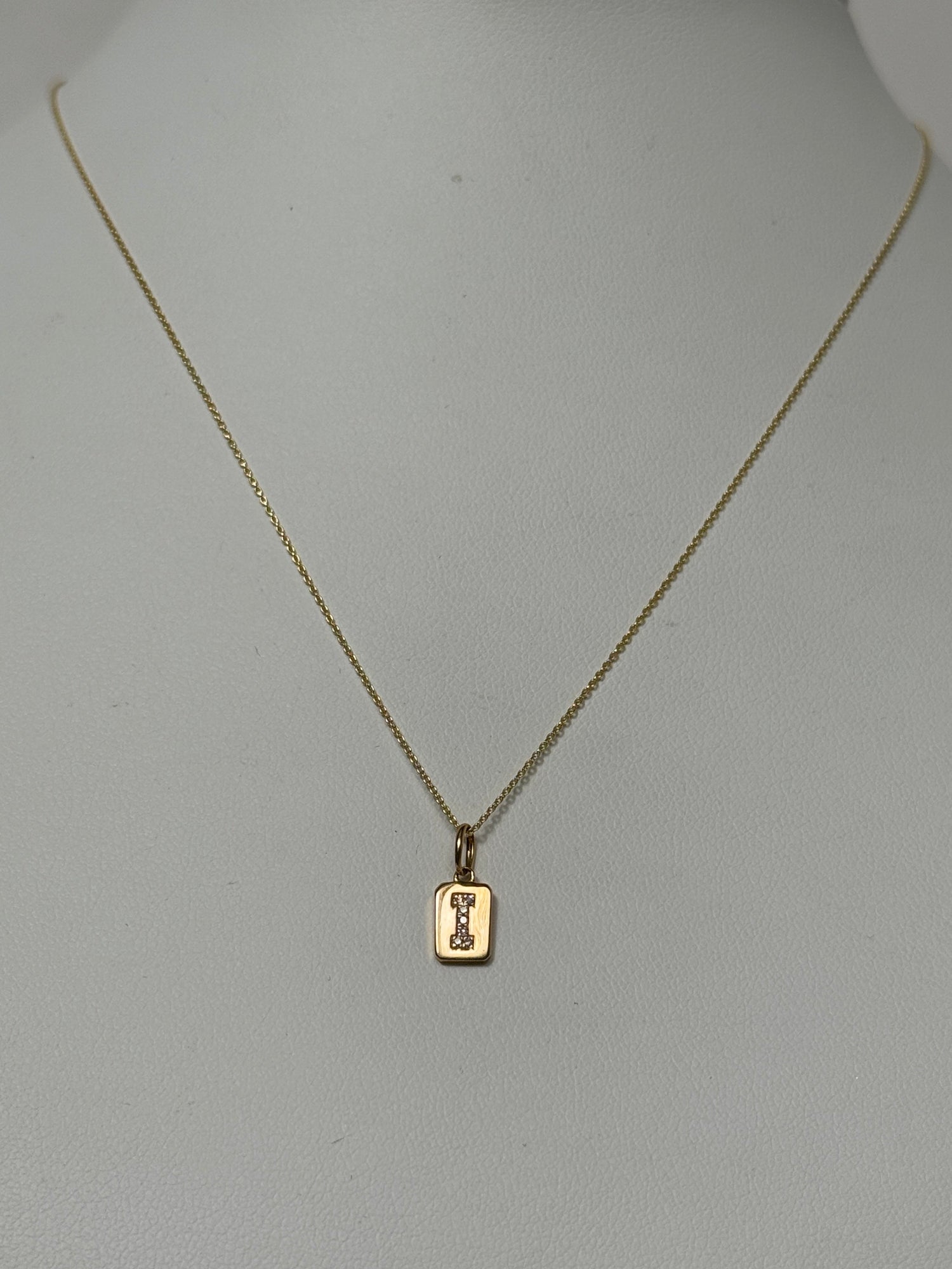 Spell It Out Diamond Initial Dog Tag Necklace | 14K Yellow Gold
