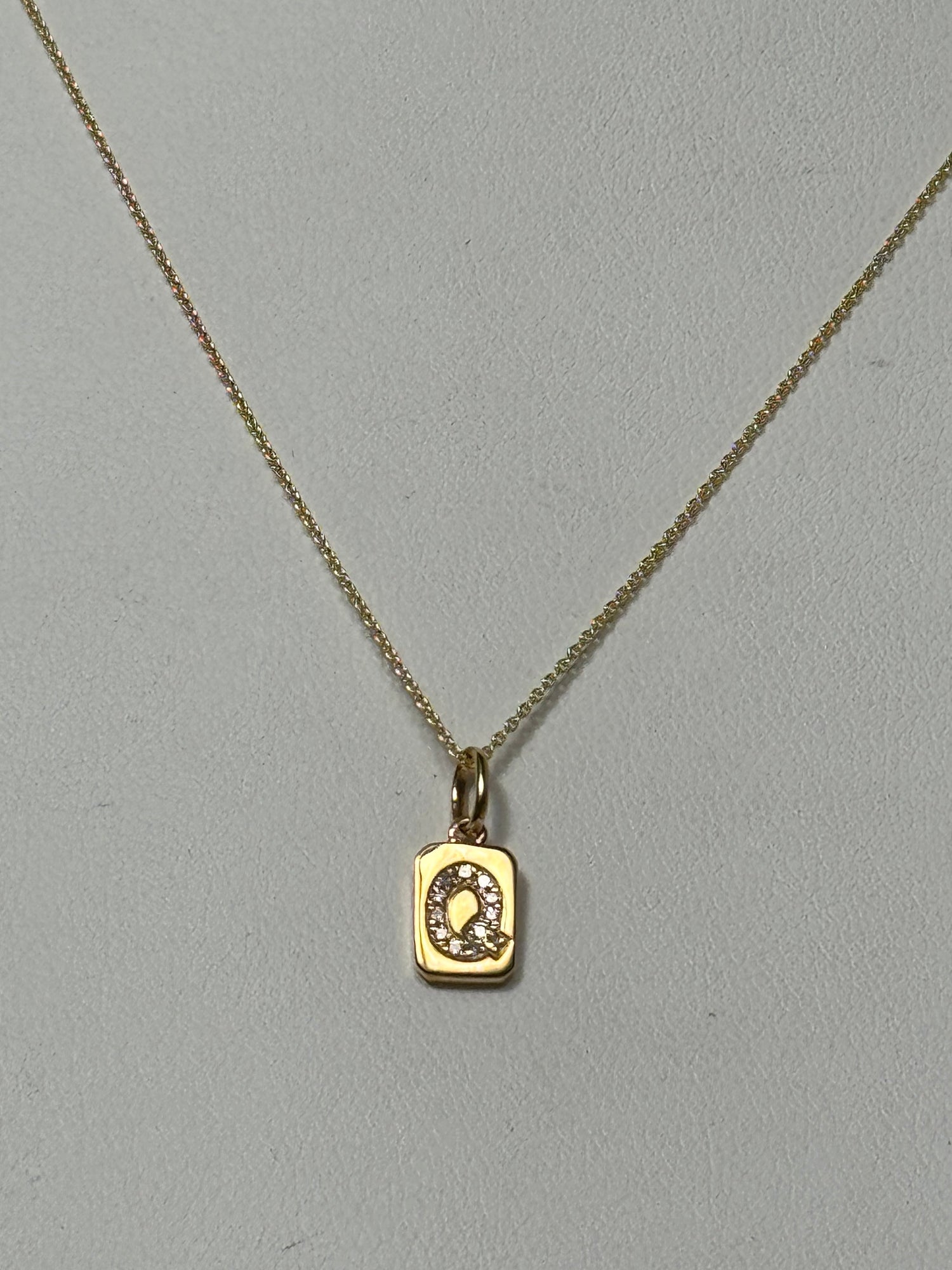 Spell It Out Diamond Initial Dog Tag Necklace | 14K Yellow Gold