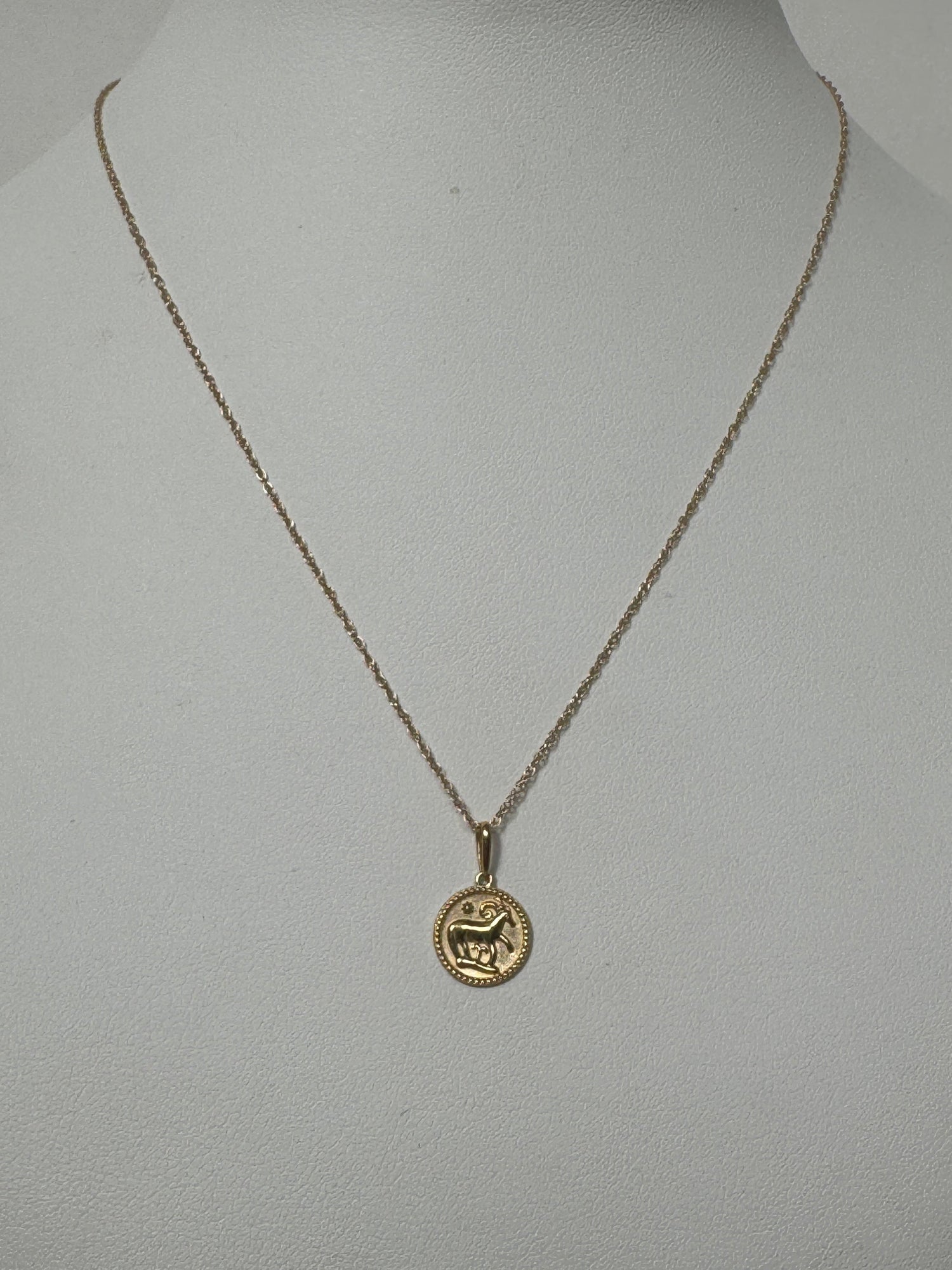 Zodiac Coin Pendant Necklace | 10K Yellow Gold