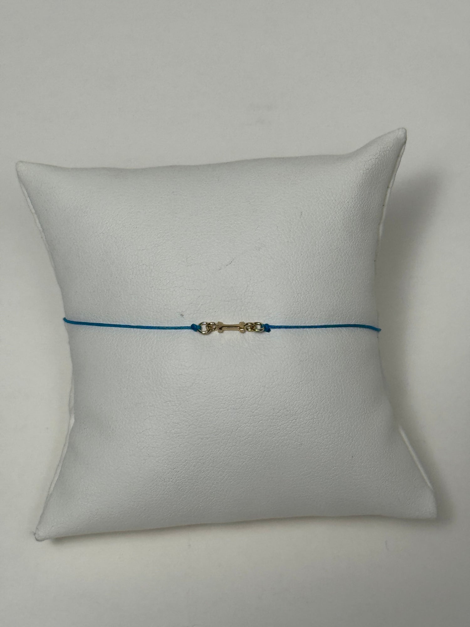 Initial Friendship Bracelet | 10K Yellow Gold | Blue Adjustable Cord