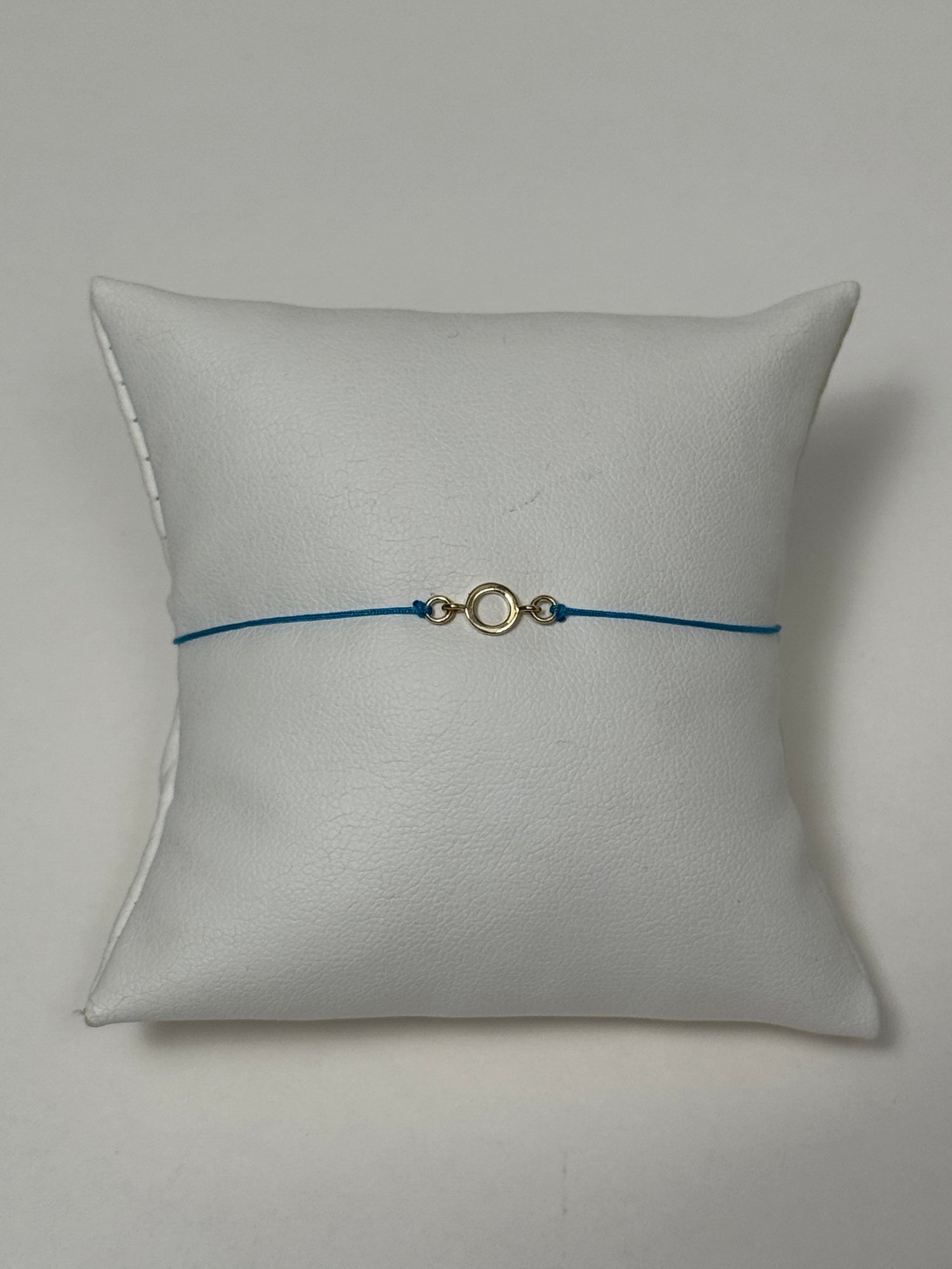 Initial Friendship Bracelet | 10K Yellow Gold | Blue Adjustable Cord