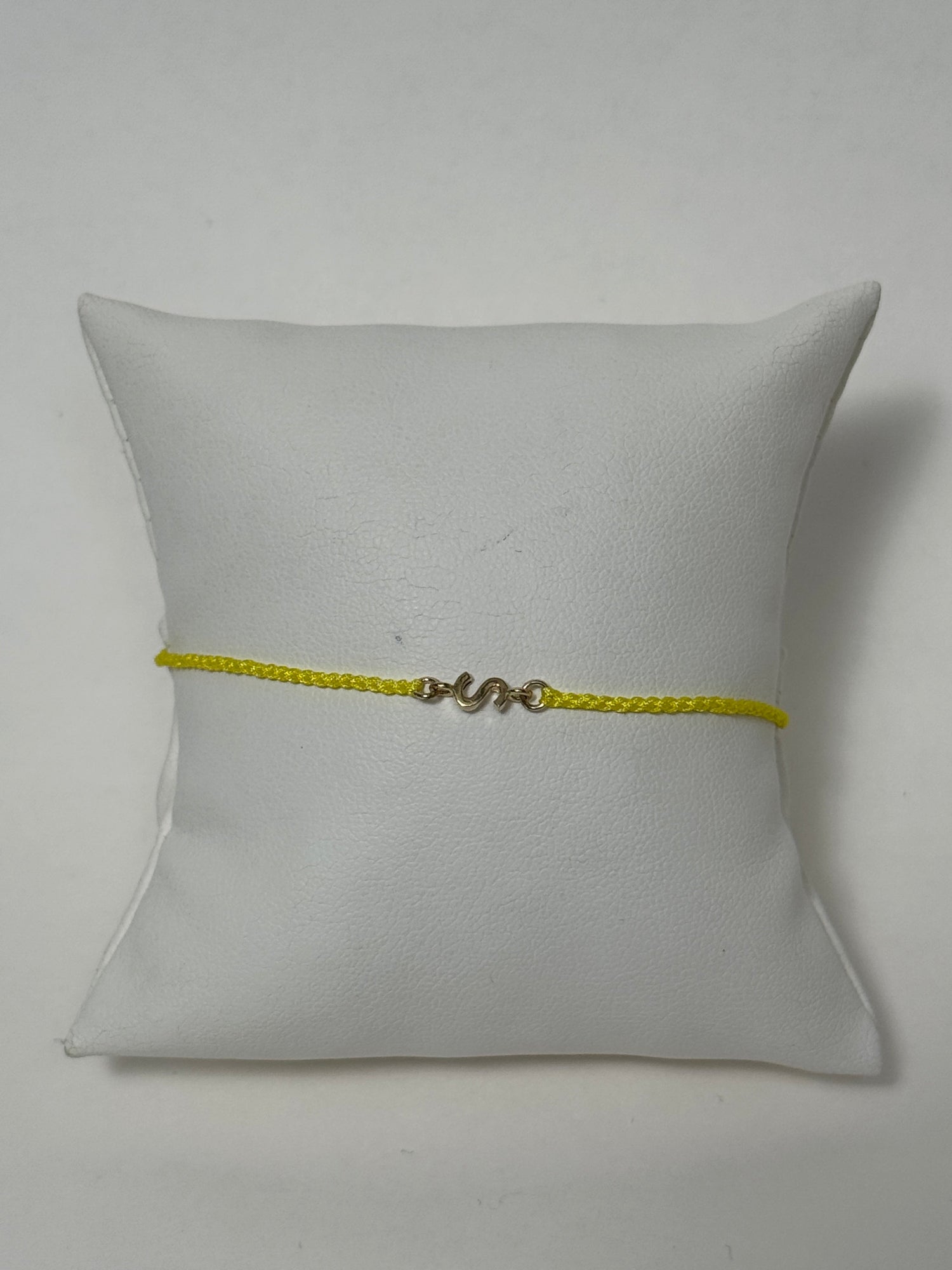 Initial Friendship Bracelet | 10K Yellow Gold | Yellow Adjustable Cord