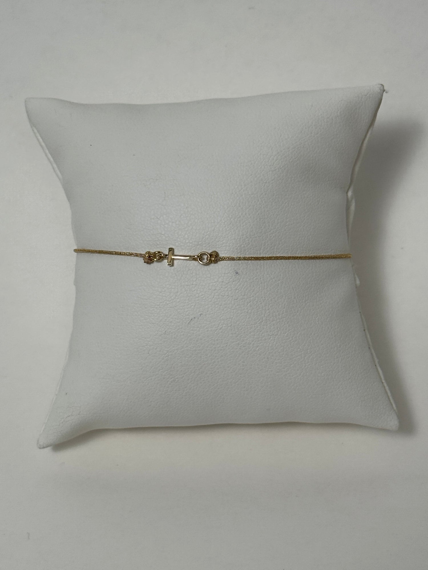 Initial Friendship Bracelet, Gold | 10K Yellow Gold | Gold Adjustable Cord