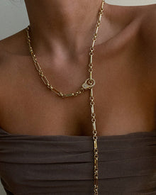 Pave Clasp Lariat - Gold | Plated Gold