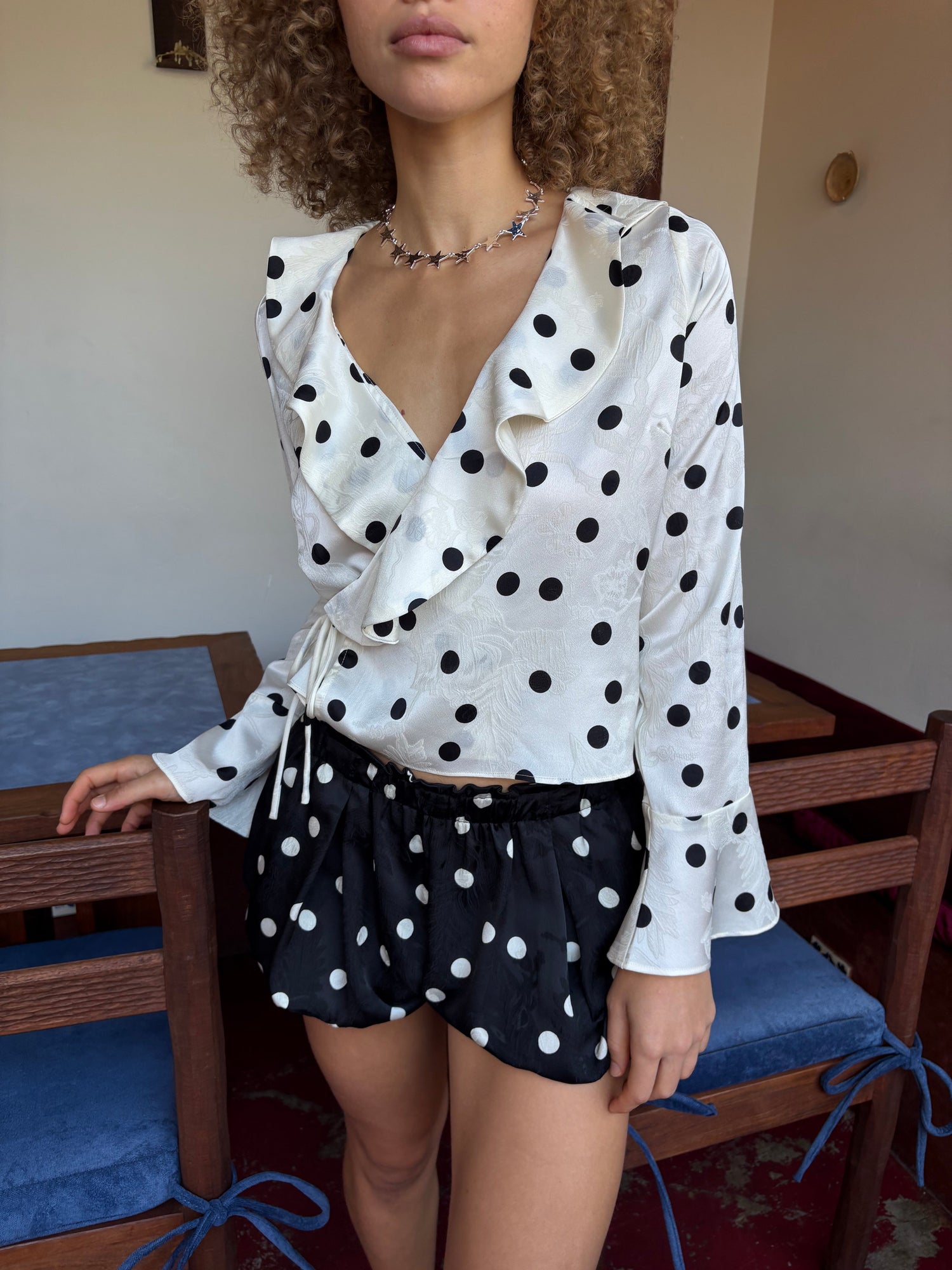 Ricki Wrap Top | White Dot