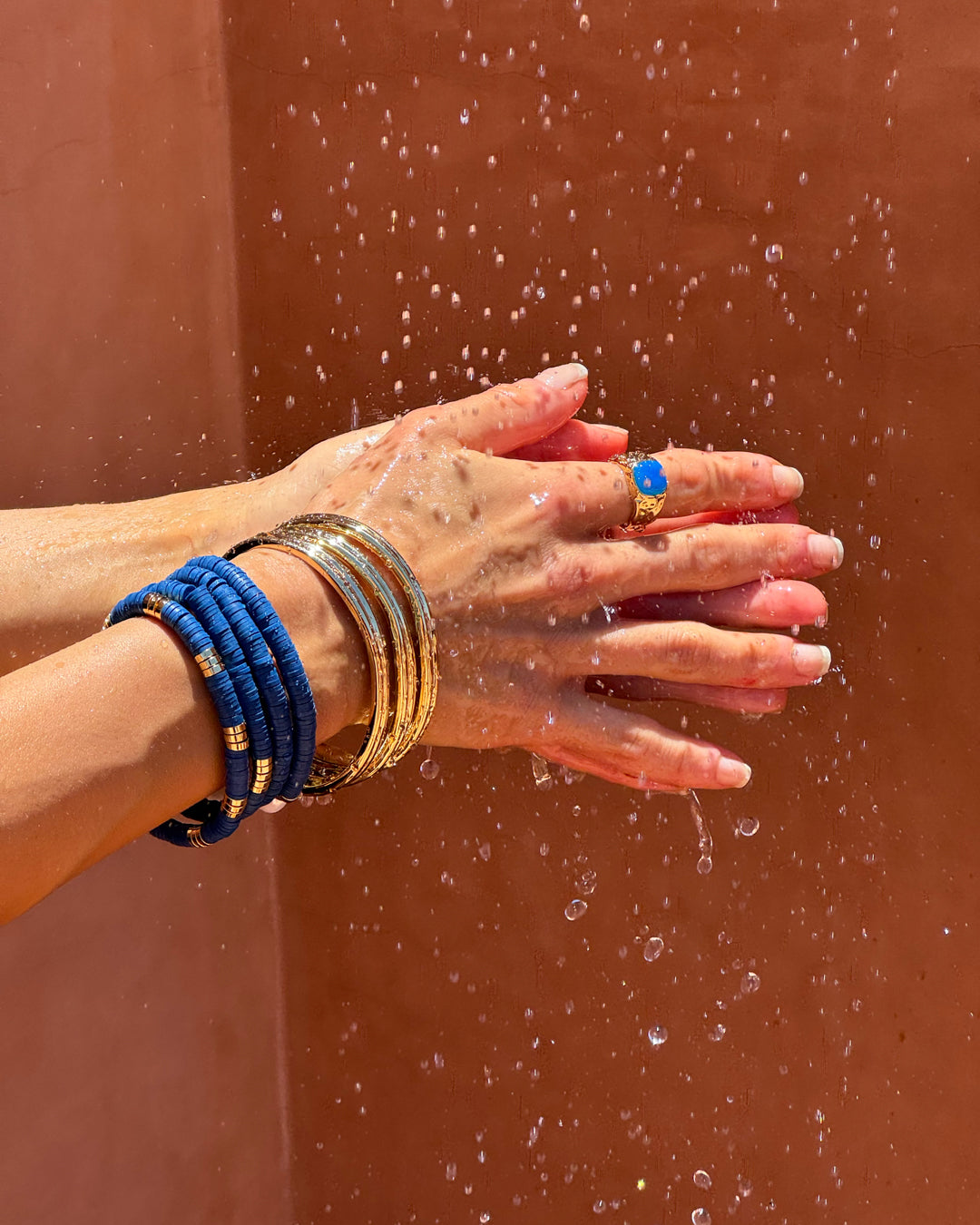 The Valencia Statement Ring | Blue Natural Stone | Gold