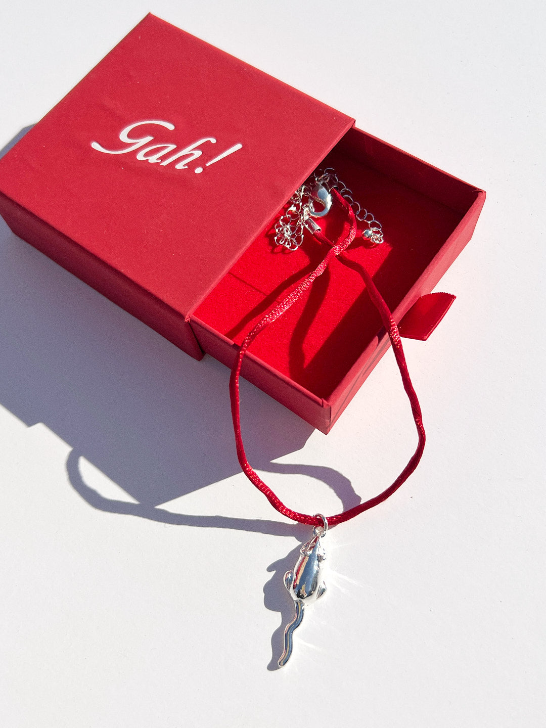 Small Rat Necklace | Red x Silver