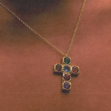 The Multicolor Large Bezel Cross | 18KT Gold Filled