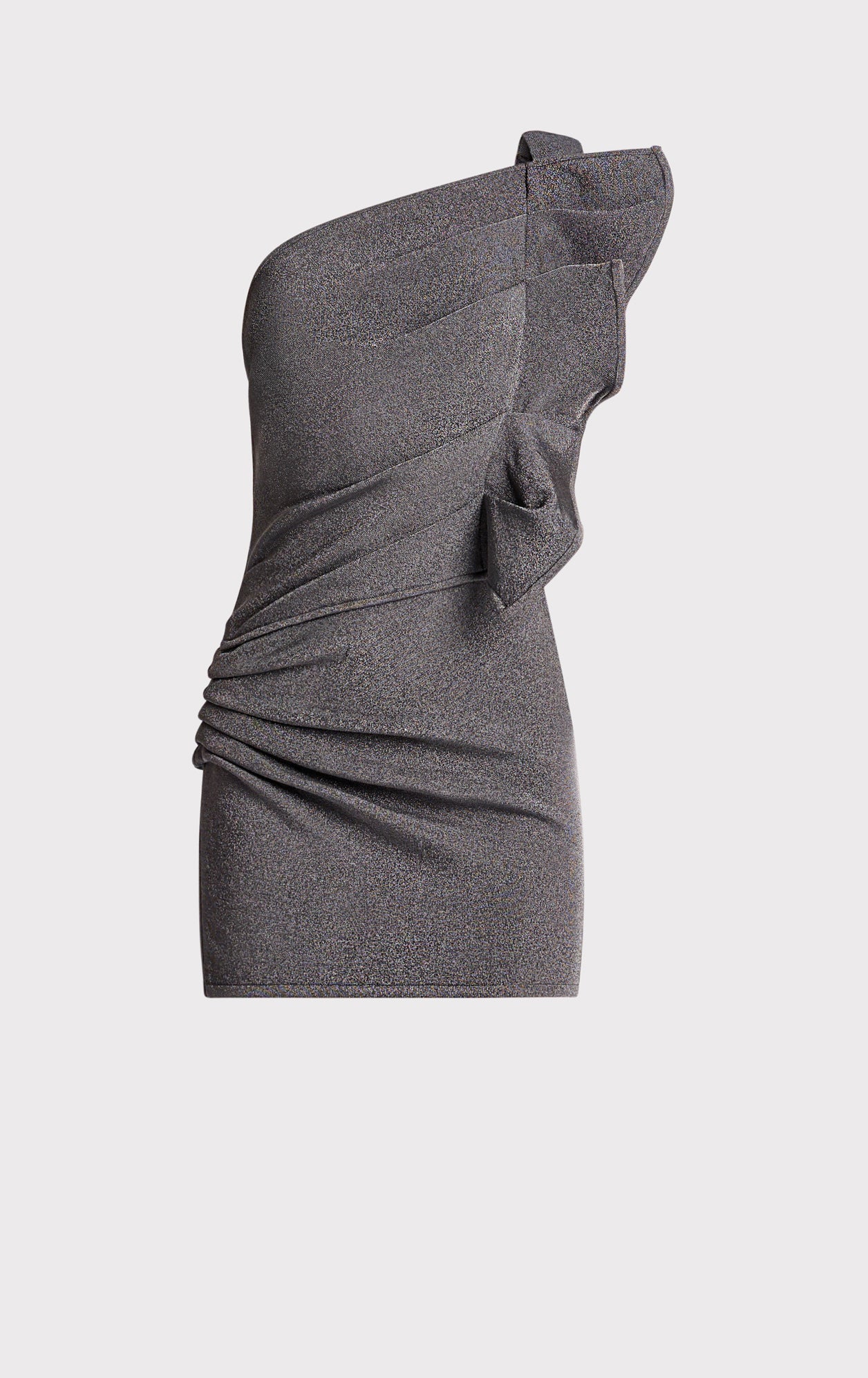 Draped Interlock Metallic Mini Dress | Metallic Gunmetal