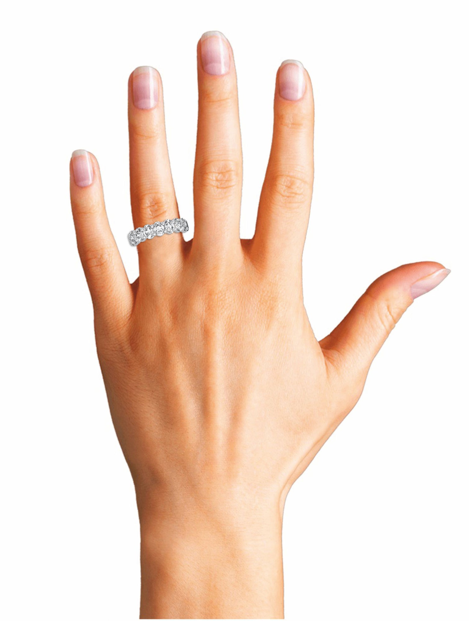 Womens | Eternity Band Ring | 14K White Gold | 4.5 CTW Oval Cut Natural Diamond | J-K-VS2