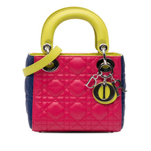 Dior | Pre-Owned Mini Tricolor Lambskin Cannage Lady | Yellow/Pink/Navy