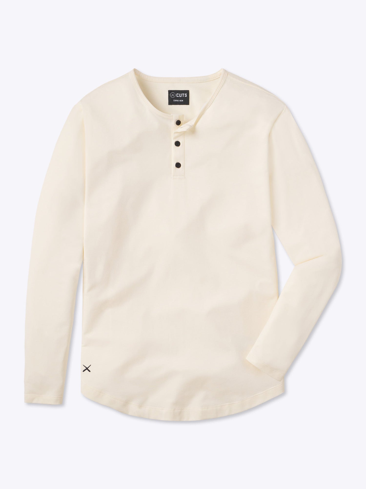 AO Long Sleeve Henley Curve-Hem | Ivory Signature-fit PYCA Pro