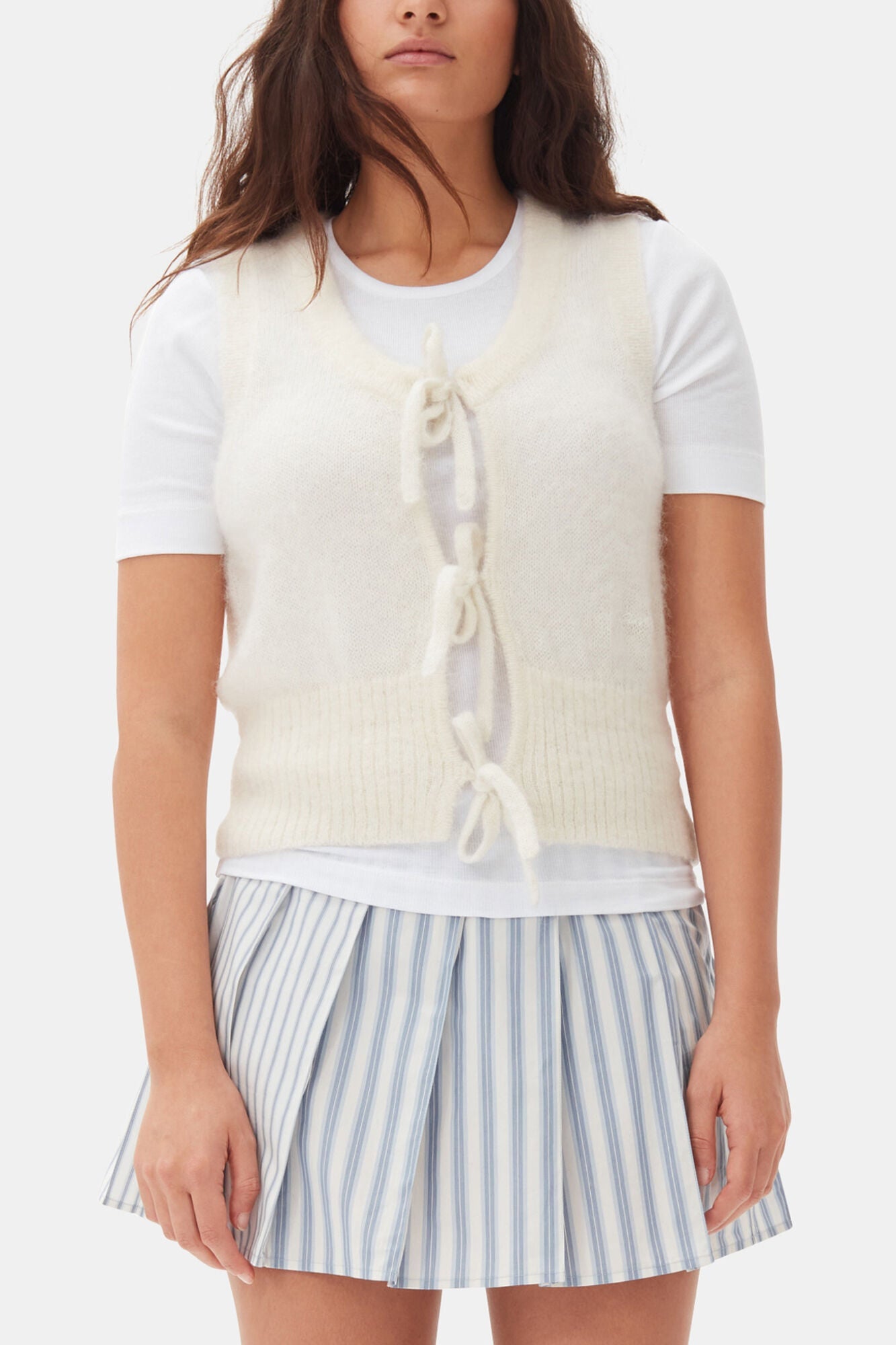 Ivory Tie String Vest | Egret