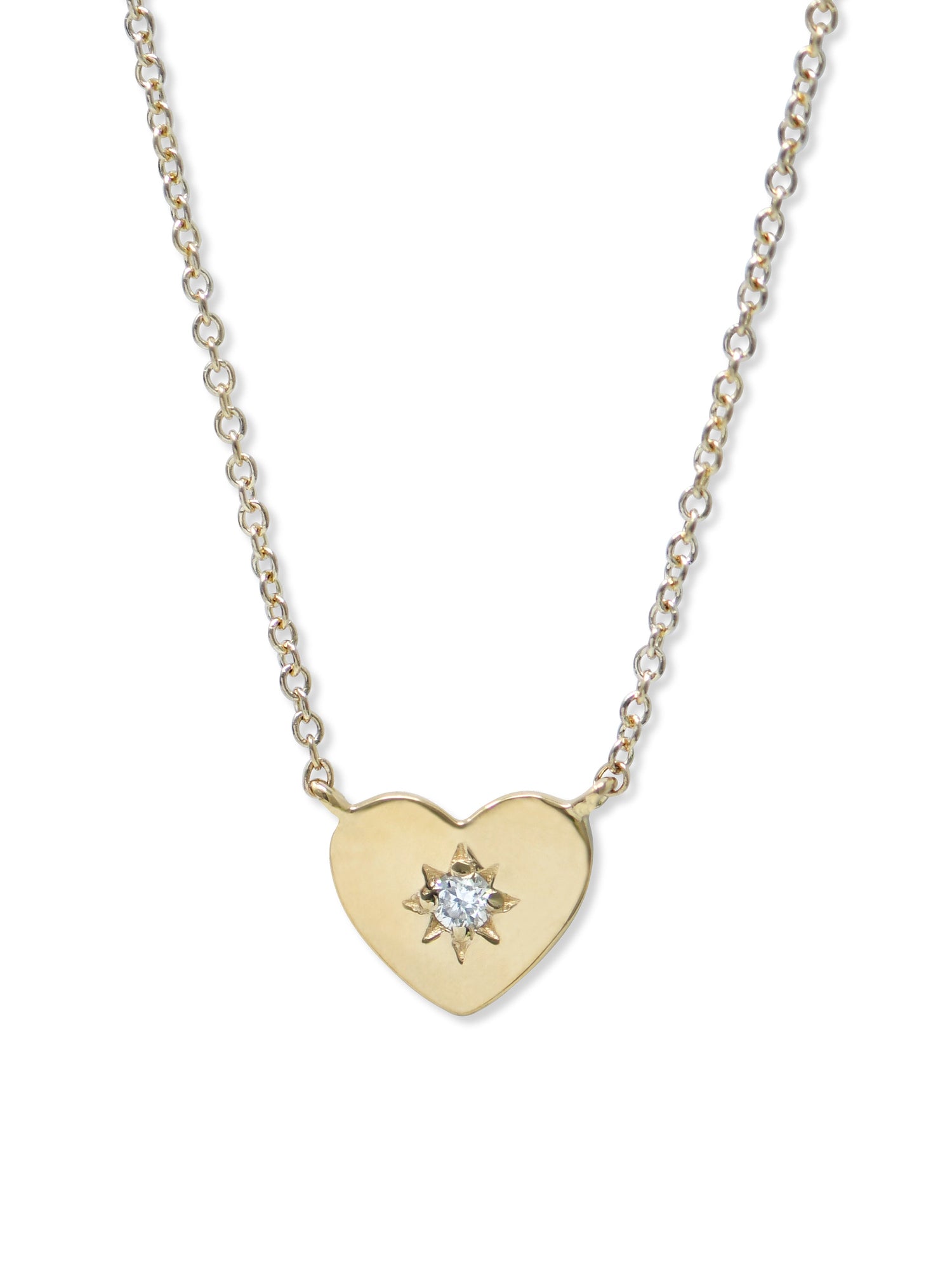 Jac+Jo Icon Vintage Star Heart Pendant | Diamonds | 14K Yellow Gold