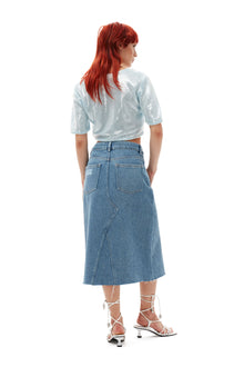 Heavy Denim Midi Skirt | Light Blue Stone