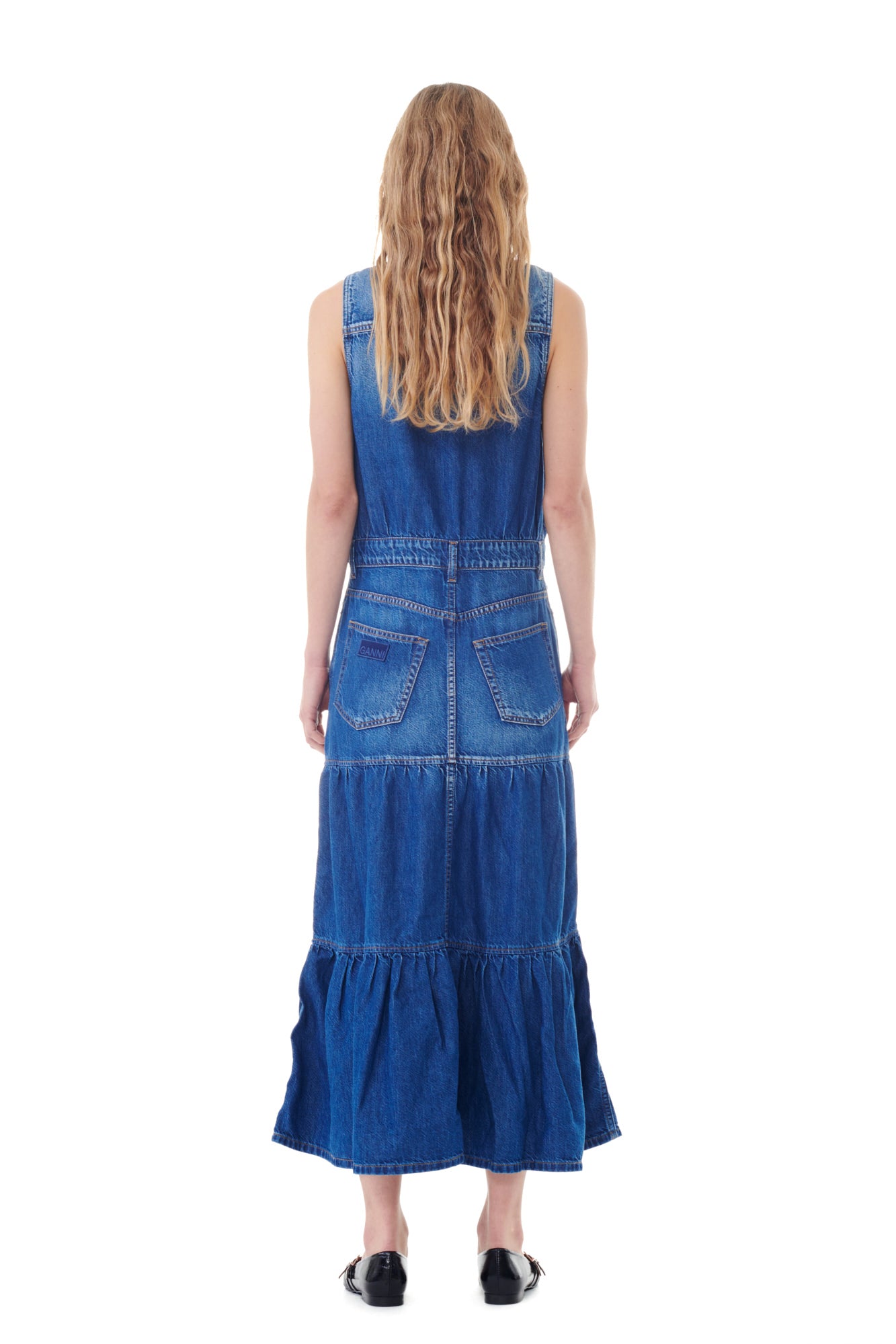 Light Denim Long Dress | Mid Blue Vintage