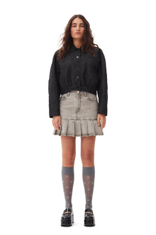 Future Denim Pleated Mini Skirt | Gray Quill