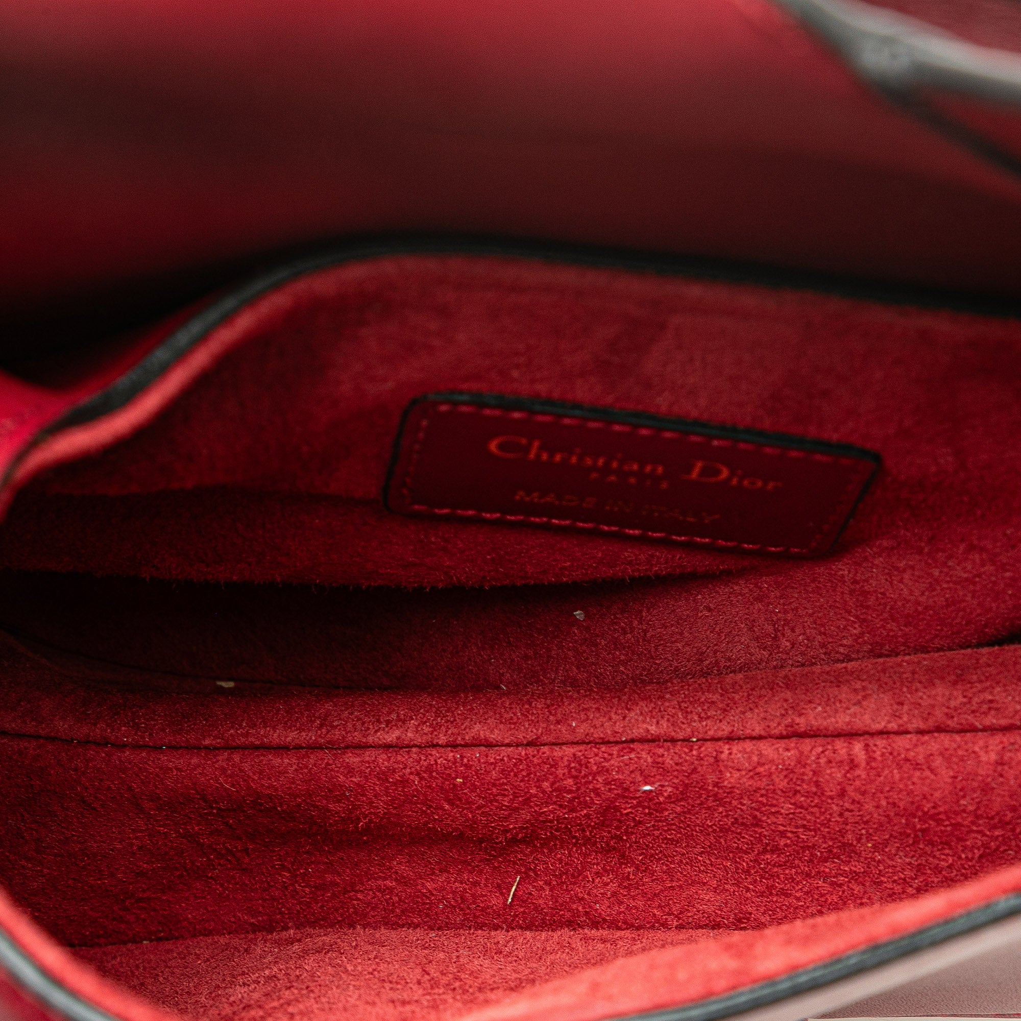 Dior | Pre-Owned Mini Grained Calfskin Saddle Bag | Red/Bordeau