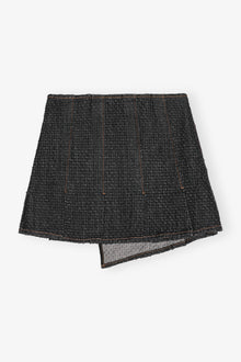 Fluffy Denim Wrap Mini Skirt | Black