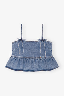 Light Denim Strap Top | Mid Blue Stone