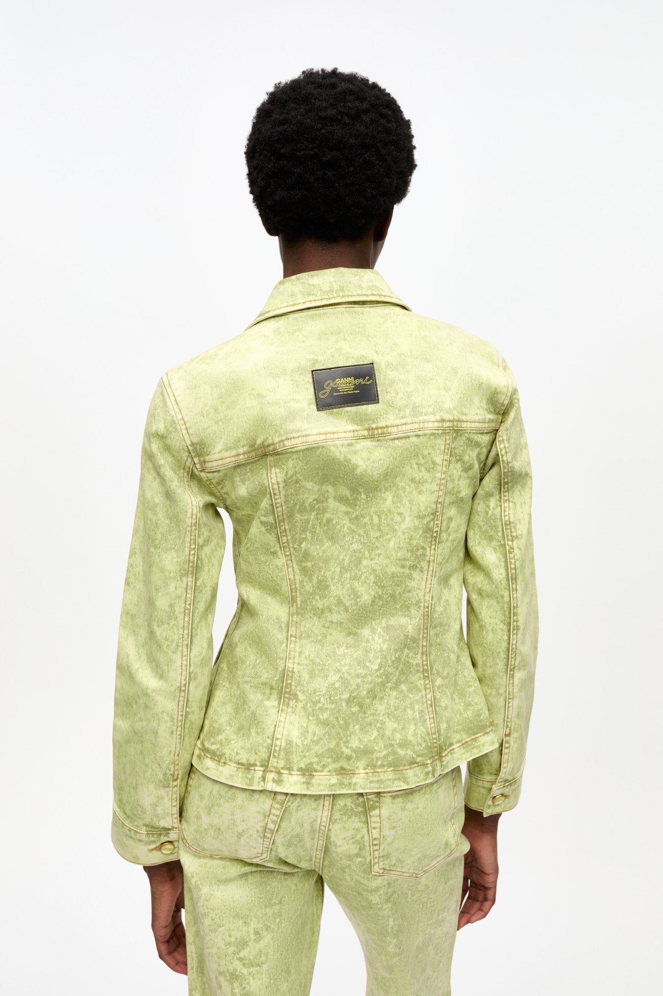 Foil Overdyed Denim Fitted Blazer | Golden Cypress
